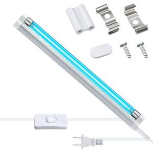 Qualirey 1 Pack UV Lamp Ozone Free, 253.7nm Wavelength UVC Germicidal Lamp 110V with ON/Off Switch Cord, Plug, Connector and Screw Tools for Closet/Cabinet/Bathroom (6w)