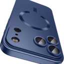 Magnetic for iPhone 17 Pro Max Case, Compatible with MagSafe, Built-in Camera Lens Protector, Slim Thin Soft Silicone Bumper Shockproof Metallic Luster Phone Case, Blue