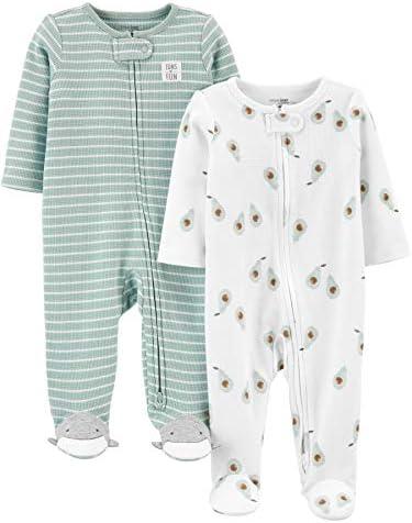 Simple Joys by Carter's unisex-baby 2-way Zip Thermal Footed Sleep and Play, Pack of 2, 0 Months 