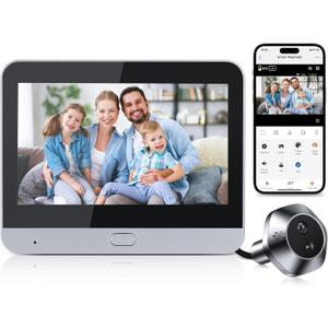 Video Doorbell Camera Door Viewer with 4.3" Color Monitor, 1080P HD Wireless Doorbell Camera WiFi Two-Way Talk,5000mAh Battery Powered, Night Vision,120Wide View PIR Motion Detection Alerts