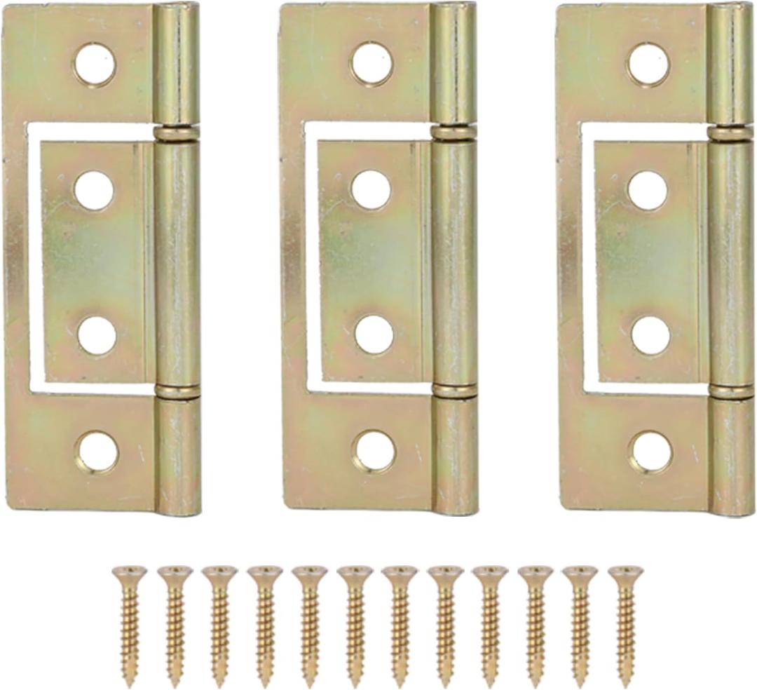 6 Pack Bifold Door Hinge Non-Mortise Bi-fold Door Hinges Surface Mounted Hinges for Closet Bifold Doors3 Inch & Brushed Brass
