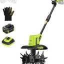 SnapFresh 20V Cordless Tiller Cultivator, 4.0Ah Battery & Fast Charger Included, 300 RPM Electric Garden Rototiller, 9 Width 6.6 Depth, 3-Speed Lightweight Handheld Soil Tiller with Steel Tines