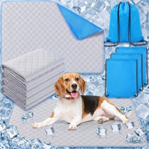 Nuanchu 4 Pack Dog Cooling Mat for X-Large Dogs, 39'' x 59'' Self Cooling Dog Pad with Storage Bags Pet Bed Blanket for Dogs, Breathable & Washable for Summer Indoor Outdoor Crate Car Seat Travel