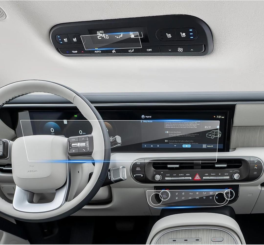 (Double Set) 2026 Palisade Screen Protector for Hyundai Palisade (Dual 12.3In+Front AC+Rear AC) (SE/SEL/Limited/XRT Pro/Calligraphy), 2026 Palisade Accessories High Clarity Protective Film