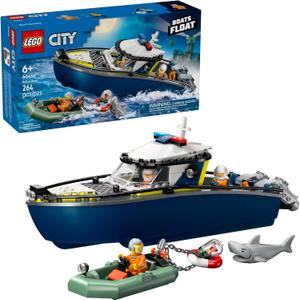 LEGO City Police Boat Chase Building Toy for Kids - Pretend Play Set for Boys & Girls, Ages 6+ - Building Blocks W/ 2 Floating Boat Toys for Playtime & Bath Time - Gift Idea for Birthdays- 60456