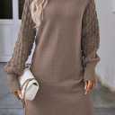 Sovoyontee Women's 2025 Fall Long Sleeve Mock Neck Sweater Dress Casual Loose Ribbed Knit Mini Short Pullover Dresses (Brown, S)