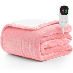 Homemate Electric Heated Blanket Full - 72"x84" Heating Blanket Full Size 1/2/4/6/8 Hours Auto-Off 10 Heat Level Over-Heat Protection Flannel Sherpa Big ETL Certification
