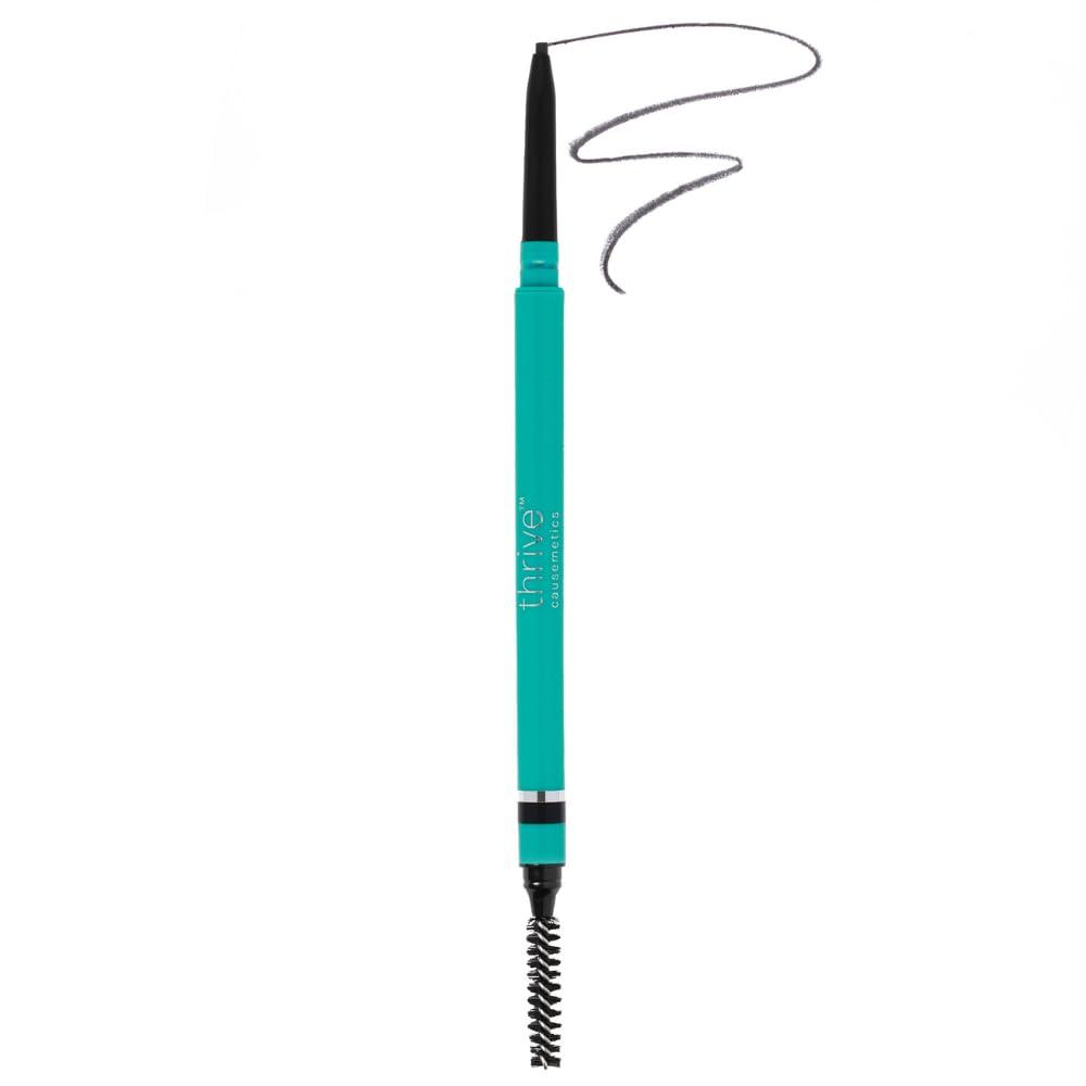 Thrive Causemetics Infinity Waterproof Eyebrow Pencil, Retractable Brow Pencil with Hyaluronic Acid & Shea Butter, Dual Ended Eyebrow Brush Spoolie, Fine Tip, Vegan & Cruelty Free, Tova (Soft Black)