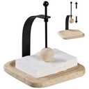Natural Travertine Napkin Holder - Decorative Square Paper Napkin & Towel Holder for Kitchen, Restaurant, Bathroom - Durable Resin Table Organizer - Stylish Home Gift (Beige)