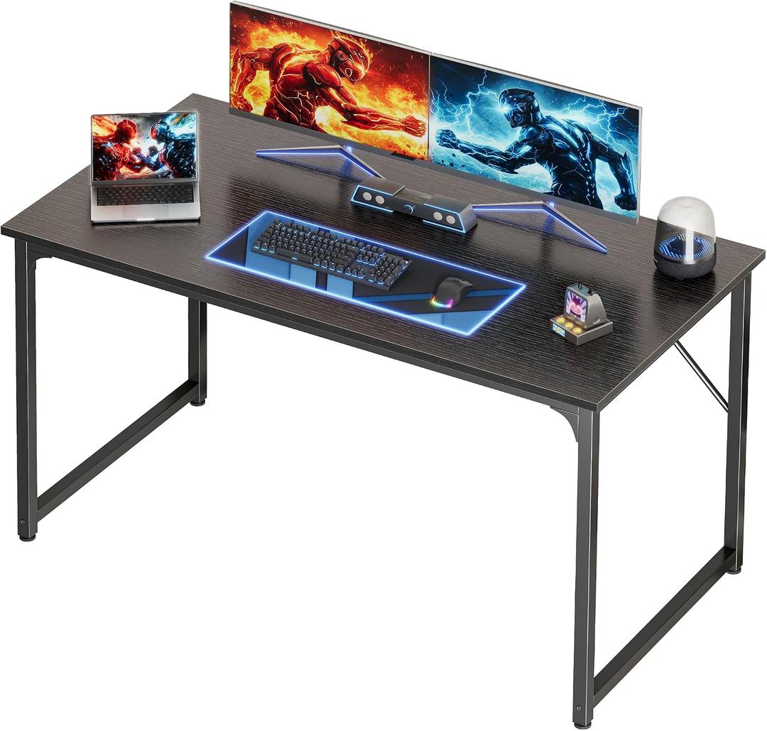 PRAISUN 47 X 24 Inch Computer Desk with Deeper Desktop, Gaming Office Writing Work Desk for Home Office, Study, Bedroom, Work from Home, Metal Frame, Black, 47*23.6inch