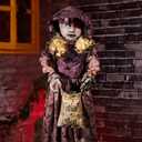 Halloween Animatronics 4ft Creepy Two-Face Doll, Animated 48" Decorations with Candy Bag, Sound Activated, Speak, Light Up Eyes, Scary Move, Haunted House Holiday Decor Horror Prop for Indoor, Outdoor