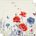 4th of July Placemats Set of 4 Red Blue Floral Patriotic Washable Non-Slip Heat Resistant Place Mats America Memorial Day Independence Day Table Mats 12x18 Inch