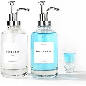 Molimoli Hand Bathroom Soap Dispenser Set, Soap Dispenser Pump, 500ml/16.9 Oz, Set of 2, Silver