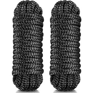 WILLBOND 2 Pcs 1/2 Inch x 6 ft Boat Fender Lines Marine Grade Double Braided Nylon Boat Ropes with Loop for Tying Fenders and Docking Small Boats Mooring Bumper Rope Boating Gifts for Men