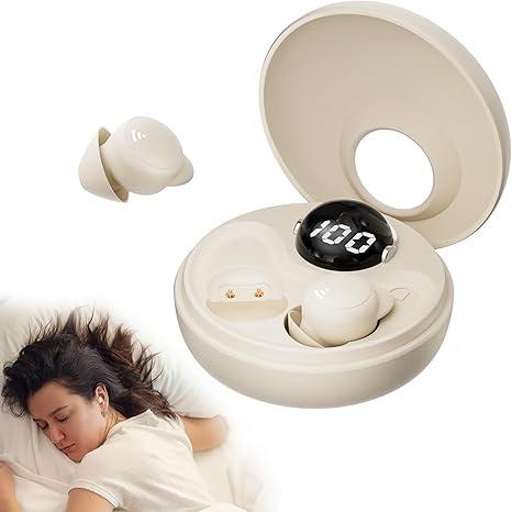 Sleep earplugs for Side Sleepers, Mini Invisible Wireless Bluetooth 5.3 Micro Sleep Noise Cancelling Headphones, Invisible earplugs for Small Ears Sleep, Exercise, Work, Hiking（Beige）