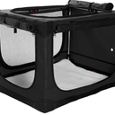 42 Inch Collapsible Travel Dog Crate for Medium Large Dogs, Portable Dog Crate 4-Door Foldable Soft Kennel with Chew-Proof Mesh Windows for Indoor & Outdoor Travel,with Storage Bag,Black