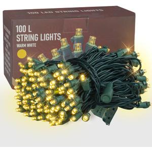 Dazzle Bright 33FT 100 LED Christmas String Lights Indoor Outdoor Waterproof, Warm White Christmas Lights Green Wire, Twinkle Lights Plug in for Tree Room Bedroom Wedding Xmas Decorations
