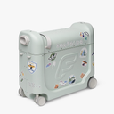 Stokke JetKids BedBox, Green Aurora - Ride-On Suitcase for Kids 2-7 Years Old (up to 77 lbs) - Transforms Into Bed - Includes Mattress, Decorative Stickers & Adjustable Carrying Strap