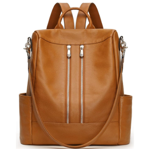 S-ZONE Women Genuine Leather Backpack Casual Convertible Shoulder Bag Purse