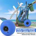 DoubleFill Foldable Beach Cart with 12 Inch Balloon Wheels for Sand, 100 lb Capacity Beach Wagon with Aluminum Frame, Removable Tote, Folding Sand Cart for Gear, Fishing, Camping(Blue Green,Classic)