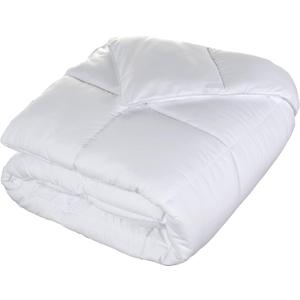 Superior Brushed Microfiber Solid Comforter, Down Alternative Bedding, Reversible, Medium Weight, Fluffy, Decorative, Duvet Insert, Oversized Blanket, Box Quilt Design, Queen, White