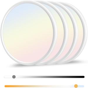 hunhun 4 Pack12 Inch Dimmable LED Flush Mount Ceiling Light Fixture 28W 3200LM 5 Color Temperature in One 3000K to 6000K Super Slim Round Flat Ceiling Lamp for Living Bedroom Kitchen Laundry White