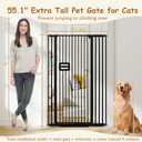 55'' Extra Tall Cat Gate, 34.2"-38.2" Wide Auto Close Tall Pet Gate for Doorways, Pressure Mounted High Dog Door Gate No Drilling Cat Fence Safety Baby Gate for Stairs, Doorways, Black