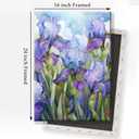 Iris Flower Wall Art Purple Botanical Prints Elegant Canvas Wall Art Purple Flower Painting Watercolor Floral Pictures Green Botanical Artwork Iris Canvas Abstract Flowers Poster 16x24inch Framed