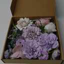 Kisflower Purple Artificial Flowers Combo Cake Flowers Decorations Fake Peony Silk Roses Gift Box for DIY Wedding Bridal Bouquet Centerpieces Arrangements Party Baby Shower Holiday Decor (Purple)