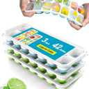 3 Pack Ice Cube Trays with Lids, Flexible Silicone Bottom for Easy Release, Stackable & Space-Saving Ice Molds, 1.2" Cubes Color-Coded (2 Green 1 Blue) for Juice, Coffee & Cocktails, BPA Free