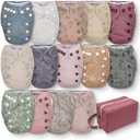 Nora's Nursery Newborn All-in-One Cloth Diaper 14-Pack with Diaper Pod for Clean Storage - Waterproof, Washable, Reusable, and Adjustable for Babies Under 12lbs - Blushing Blooms