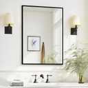 Sunniry Black Bathroom Mirror, 18x24 inch Vanity Mirror, Metal Matte Frame