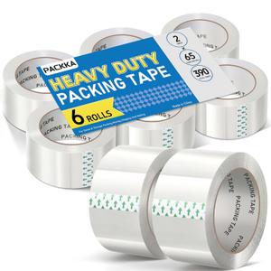 Clear Packing Tape, 6 Rolls Heavy Duty Shipping Tape Packaging Tape Refills Box Tape for Shipping Mailing Moving Sealing Storage and Packing, 2 inch x 65 Yards Per Roll