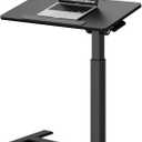 Adjustable Overbed Bedside Table - 90 Tiltable Mobile Standing Desk Portable Rolling Computer Cart Movable Desk for Laptop Bed Sofa Side Table Hospital Home Use, (15.8" W x 31.5" D, Black)