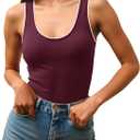 Imily Bela Womens Rib Knitted Tank Tops Crew Neck Summer Tops Sleeveless Going Out Camis Casual Loose Fit 2025 (Pink)