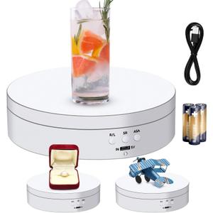 Hicarer Rotating Display Stand 5.4" /6.6 Lbs Load Motorized Spinning Platform Rotating Base 360 Cup Turner Electric Turntable Stand for Photography Products and Shows(White)