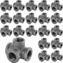 20 PACK 1/2" 4-Way Side Outlet Tee, Industrial Cast iron Pipe Fittings 4-Way Cross Fitting Connector Threaded Cast Industrial Pipe Fittings for DIY Furniture Decorative Shelving