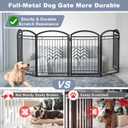 Full Metal Free Standing Dog Gate with Door for Indoor Outdoor, 144'' Extra Wide 36'' Tall Dog Gate for Doorways,Large Openings,Decks,Freestanding Portable Pet Fence(6 Panels,Black)