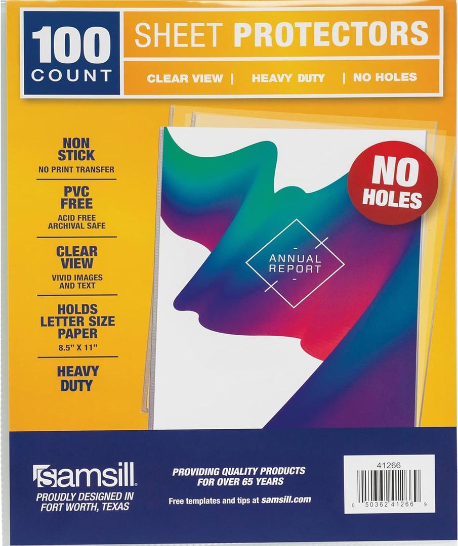 Samsill No Hole Sheet Protectors (100 Pack)