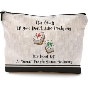 Mahjong Gifts Makeup Bag, Mah Jong Accessories and Gifts Cosmetic Bags for Women, Gift for Mah Jong Players, It's Okay If You Don't Like Mahjong Zipper Makeup Pouch
