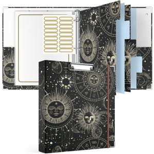 Rouidr 3 Ring Binder with clipboard, 1 inch 8.5 x 11 in Letter Size View Binders Organizer with Dividers Tabs & Clear Sleeves, School Supplies, Office Supplies, Sun