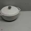 Lodge 7.5 Quart Enameled Cast Iron Dutch Oven with Lid  Dual Handles  Oven Safe up to 500 F or on Stovetop - Use to Marinate, Cook, Bake, Refrigerate and Serve  Oyster White