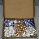 NACHLYNN 80 Pcs Cake Balls Decorations Mini Balloon Cake Topper Balls Foam Cupcake Toppers Balls for Cake Decorating Birthday Parties Weddings Anniversary (Glitter Blue Gold White)