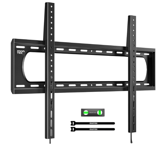 monTEK Heavy Duty Fixed TV Wall Mount Bracket for 60120" Flat & Curved TVs up to 300lbs, 4 Load Tested, Ultra Slim 1.3" Low Profile, Max VESA 900x600, Quick-Release Lock, Fits 16"/18"/24" Wood Studs