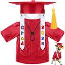 Chicingyou Small Dog Graduation Cap and Gown 2026 with Stole Washable Shirt and Hat Pet Graduation Gown Costume Outfit for Tiny Dog Little Cat Doll Clothes Holiday Halloween Costume Accessory(Red)