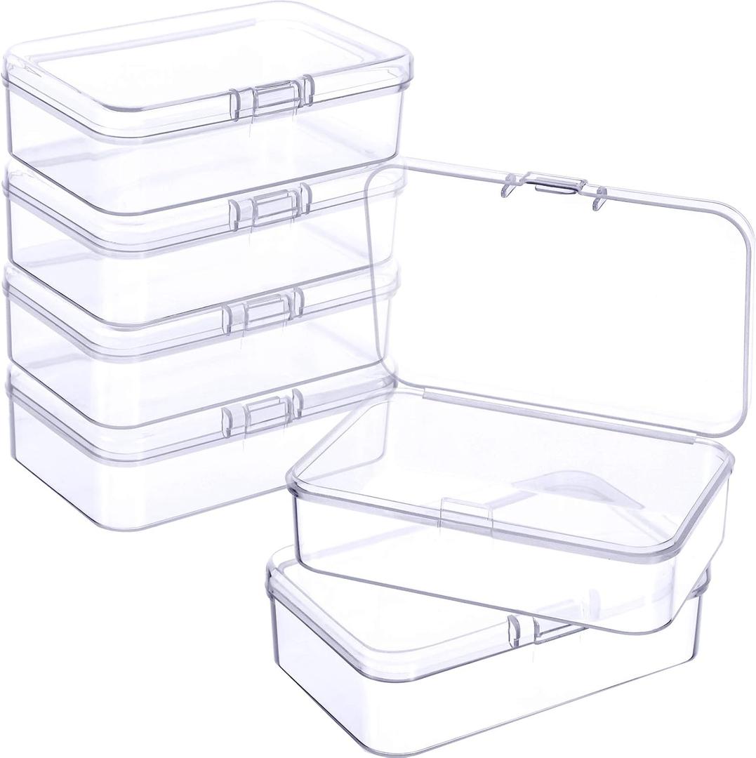 Jetec 5 Pieces Mini Plastic Clear Beads Storage Containers Box for Collecting Small Items, Beads, Jewelry, Business Cards, Game Pieces, Crafts (3.3 x 2.1 x 1 Inch)