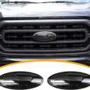 9.5" Front Grill Rear Tailgate Emblem Cover Trim Compatible with 2015-2023 Ford F150 Exterior Accessories Decor Overlay American Flag Oval Emblem Protector Decoration Decal, 2 Pack