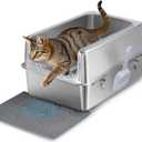 Stainless Steel Litter Box with Metal Lid and Scoop - Enclosed Metal Litter Box for Large Cats, Rust-Resistant, Odor-Control, Easy to Clean, Durable & Long-Lasting with Round Edge (XL) (XL:23.6"x15.8"x11.8")