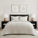 EverGrace Oversized Velvet Quilt Set, Cal King 118"x106", Ivory White
