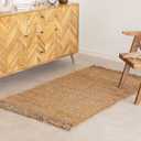 HOMEMONDE Chunky Jute Rug with Tassels 3' x 5' Reversible Boho Home Dcor Farmhouse Style Rug - Natural Hand Braided Indoor Rug for Living Room, Bedroom, Hallway, Dining Room and Kitchen